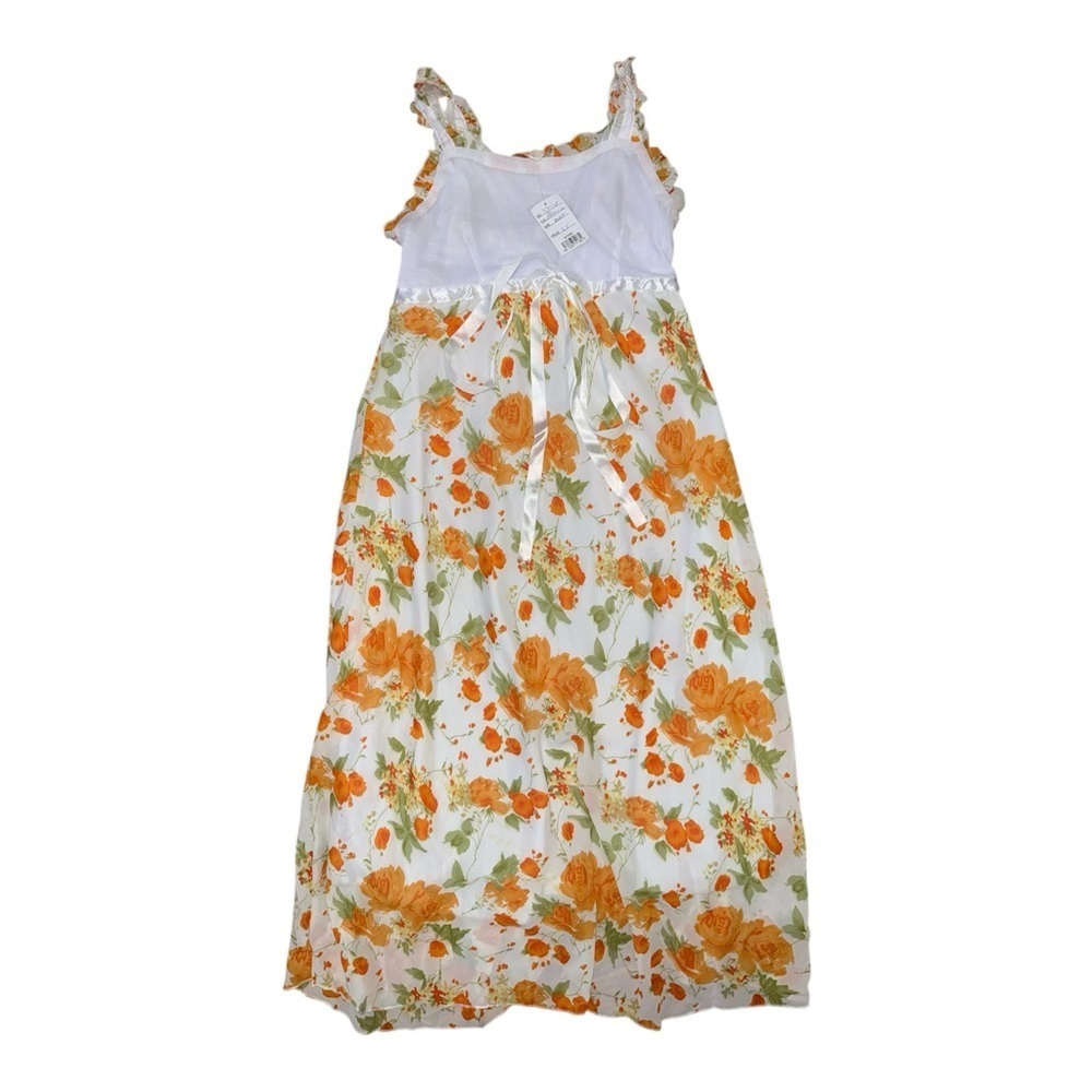 Floral Maxi Dress with Orange Blossoms